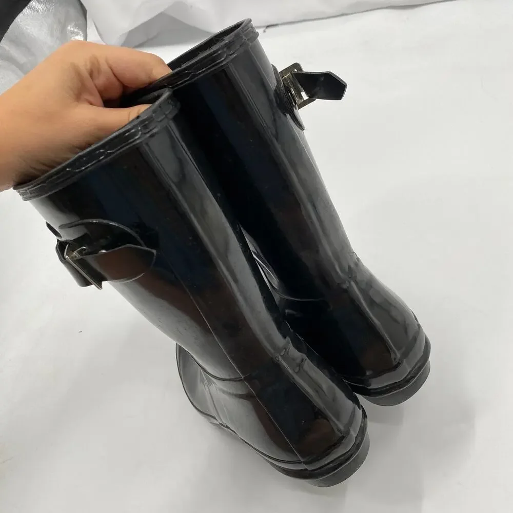 Hunter black gloss short rain‎ boots
